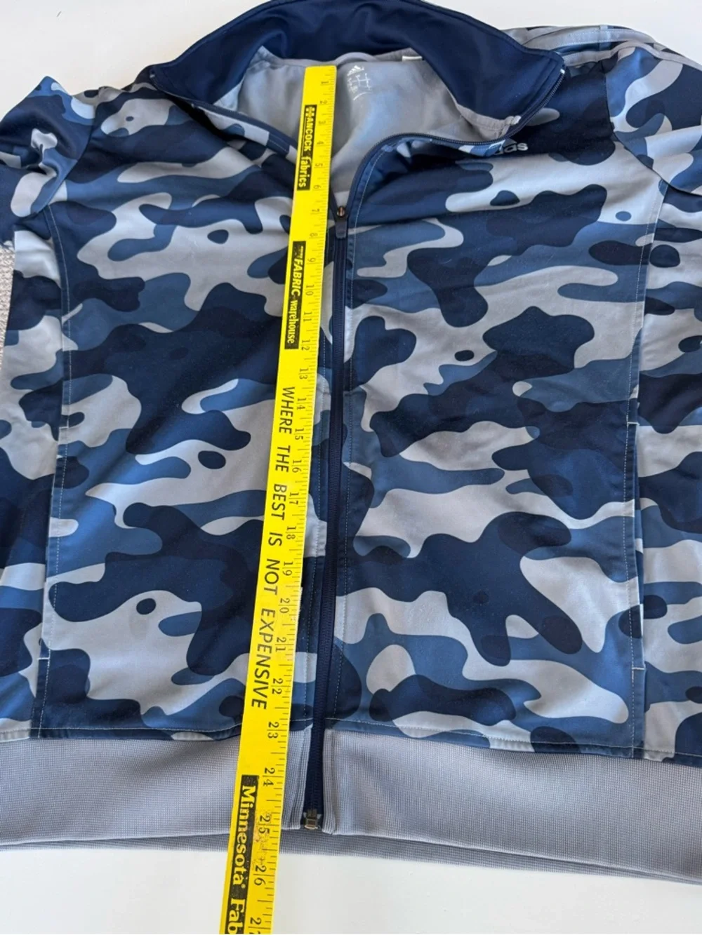 Adidas Essentials Blue Gray Camouflage Camo Track Jacket Size Large Unisex